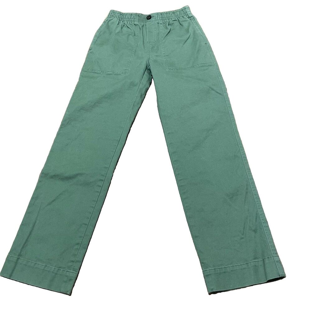 Brooks Brothers Fleece Youth Pants Size 12 Wide Leg Pull On Elastic Waist Green